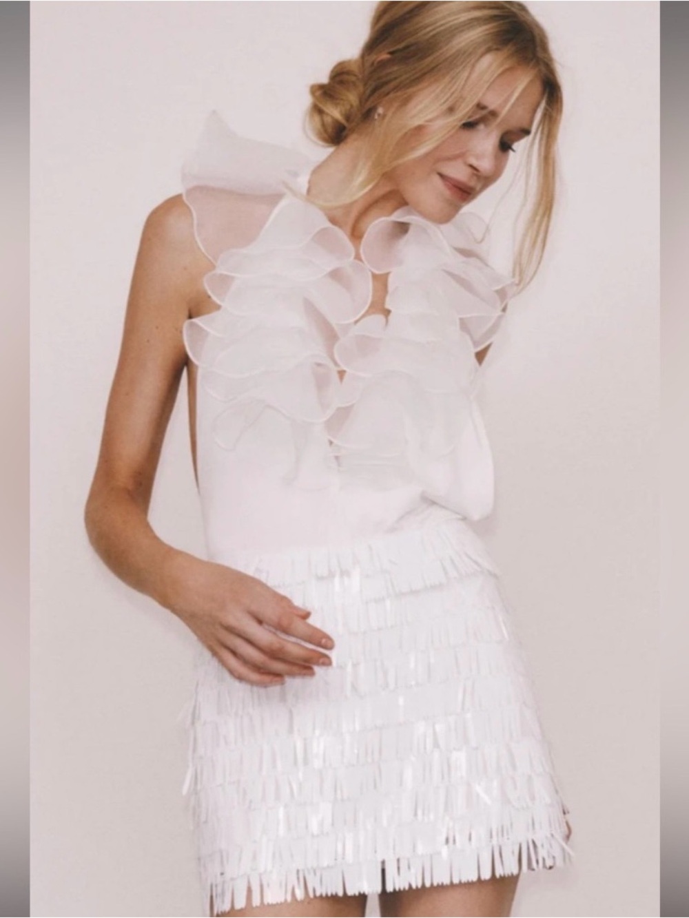 White Ruffled Bodysuit